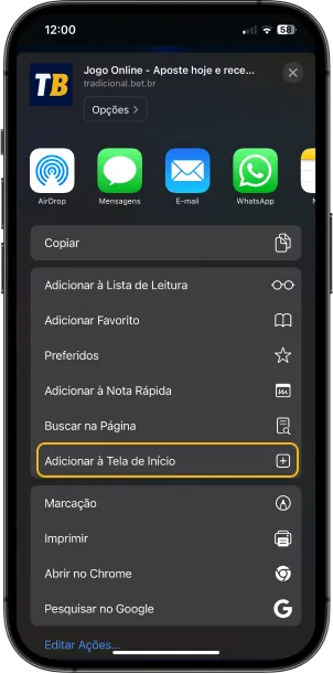 Etapa 2 de instalação ios